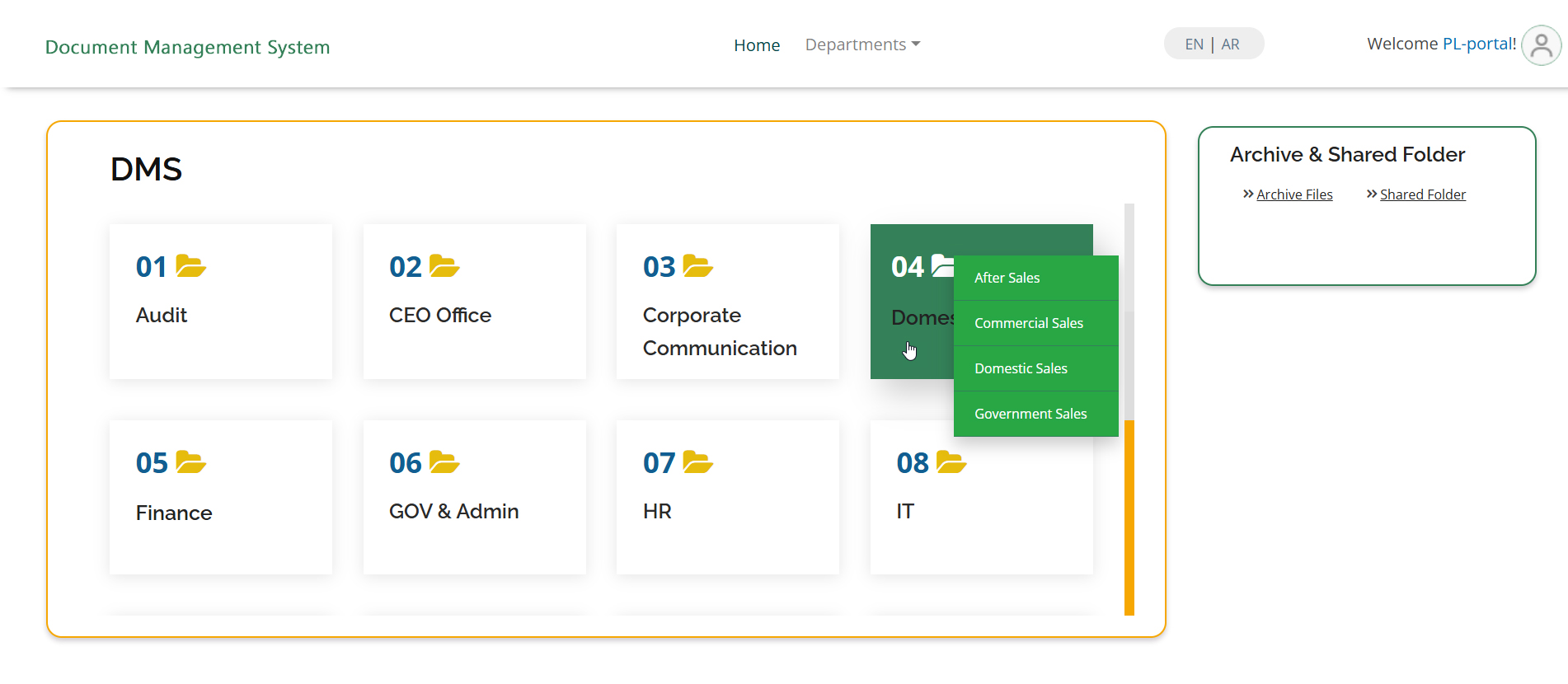 Streamlined department access with intuitive folder organization