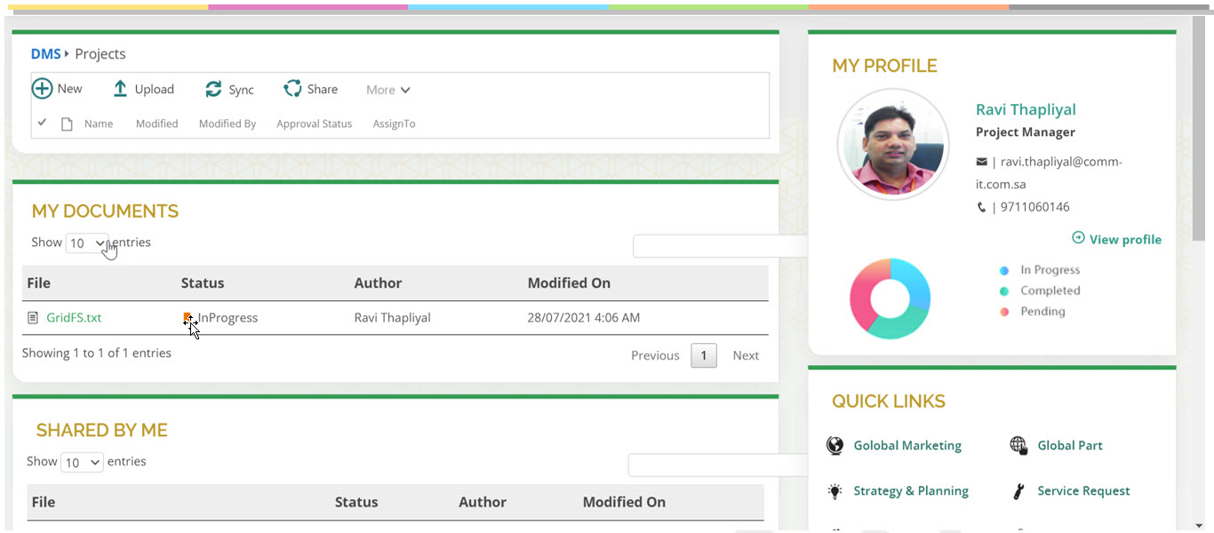 Easy file sharing and collaboration with status tracking